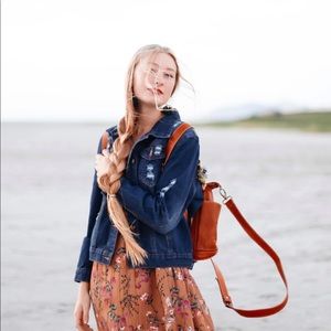 Leather boho convertible backpack